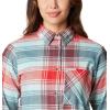imageColumbia Womens Calico Basin Flannel Long Sleeve ShirtRed Lily Dimensional Buffalo
