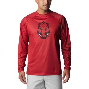 imageColumbia Mens Collegiate Terminal Tackle Heather Long Sleeve ShirtArk  Red Velvet Heather