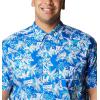 imageColumbia Mens Trollers Best Short Sleeve ShirtBlue Macaw Festive Fishin Print