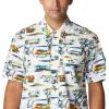 imageColumbia Mens Trollers Best Short Sleeve ShirtWhite Watercolor Island Print