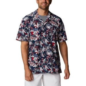 imageColumbia Mens Trollers Best Short Sleeve ShirtCollegiate Navy Fireworks Fish Print