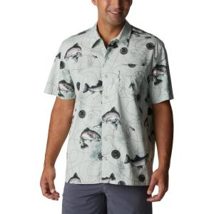 imageColumbia Mens Trollers Best Short Sleeve ShirtCool Green Freshwater Dryfly Print