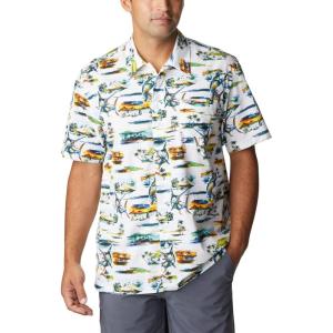 imageColumbia Mens Trollers Best Short Sleeve ShirtWhite Watercolor Island Print