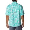 imageColumbia Mens Super Tamiami Long Sleeve ShirtElectric Turquoise Hawaiian Throwback Print
