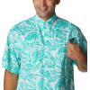 imageColumbia Mens Super Tamiami Long Sleeve ShirtElectric Turquoise Hawaiian Throwback Print