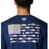 imageColumbia Mens PFG Fish Flag Tech Tee SsCarbonFossil Bass Flag Graphic