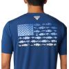imageColumbia Mens PFG Fish Flag Tech Tee SsCarbonVivid Blue Gradient