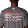 imageColumbia Mens PFG Fish Flag Tech Tee SsCity GreyRed Hibiscus Gradient