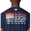 imageColumbia Mens PFG Fish Flag Tech Tee SsCollegiate Navy  Red Spark Gradient