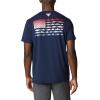 imageColumbia Mens PFG Fish Flag Tech Tee SsCollegiate Navy  Red Spark Gradient