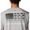 imageColumbia Mens PFG Fish Flag Tech Tee SsCool GreyBlack Gradient Graphic