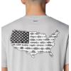 imageColumbia Mens PFG Fish Flag Tech Tee SsCool GreyStatetriot Usa Graphic