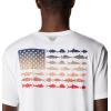 imageColumbia Mens PFG Fish Flag Tech Tee SsWhiteRed Spark Gradient