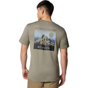 imageColumbia Mens Kwick Hike Back Graphic Short Sleeve TeeStone Green HeatherLinear View Multi