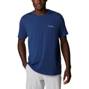 imageColumbia Mens PFG Fish Flag Tech Tee SsCarbonCypress Gradient