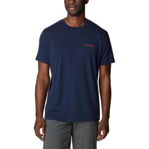 imageColumbia Mens PFG Fish Flag Tech Tee SsCollegiate Navy  Red Spark Gradient