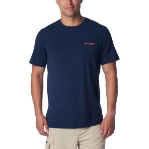 imageColumbia Mens PFG Fish Flag Tech Tee SsCollegiate NavySunset Red Gradient