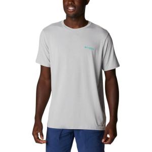 imageColumbia Mens PFG Fish Flag Tech Tee SsCool GreyElectric Turquoise Gradient