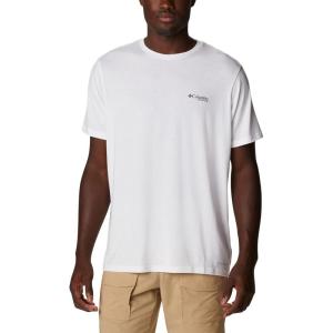 imageColumbia Mens PFG Fish Flag Tech Tee SsWhiteRed Spark Gradient