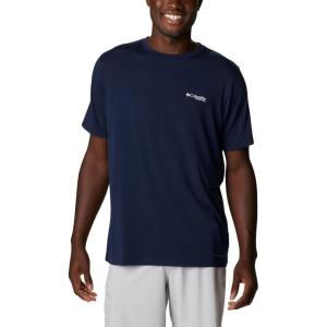 imageColumbia Mens PFG Triangle Fill Tech Tee Short SleeveCollegiate NavyRed Spark Kona