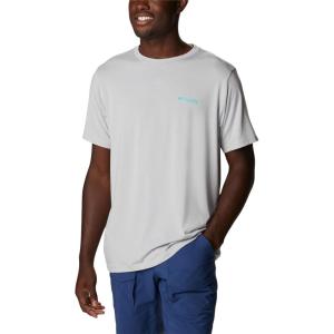 imageColumbia Mens PFG Triangle Fill Tech Tee Short SleeveCool GreyElectric Turquoise Kona