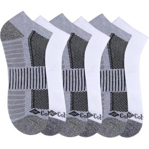 imageColumbia Mens 12 Cushion Quarter Arch Support Poly Blend Socks 6 PackGreyWhite