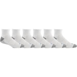 imageColumbia Mens 12 Cushion Quarter Arch Support Poly Blend Socks 6 PackWhiteColumbia Grey