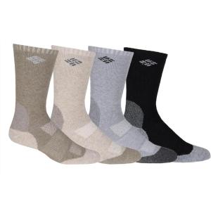 imageColumbia Mens 4 Pack Cotton Crew SocksBrownKhakiCharcoalBlack