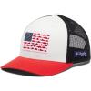 imageColumbia UnisexAdult Pfg Fish Flag Mesh Snap BackWhiteCollegiate NavyRed Spark