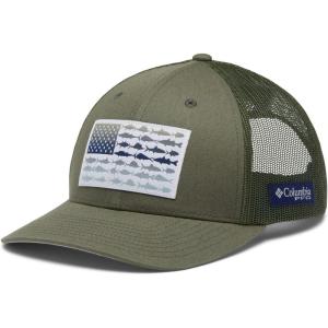 imageColumbia UnisexAdult Pfg Fish Flag Mesh Snap BackCypress  Cool Green