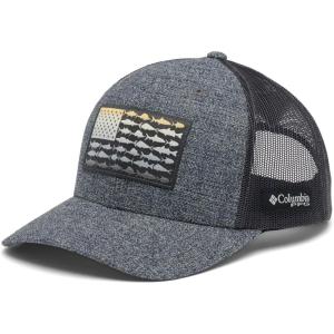 imageColumbia UnisexAdult Pfg Fish Flag Mesh Snap BackGrill Heather  Shark  Cocoa Butter  Fish