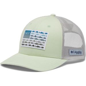 imageColumbia UnisexAdult Pfg Fish Flag Mesh Snap BackLight LimeNimbus Grey