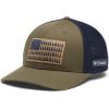imageColumbia UnisexAdult Tree Flag Mesh Ball Cap  High CrownOlive Green  Collegiate Navy
