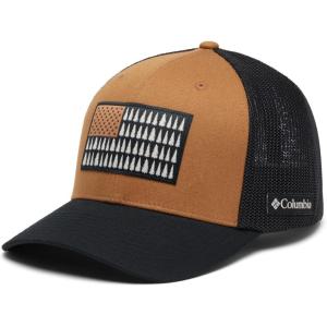 imageColumbia UnisexAdult Tree Flag Mesh Ball Cap  High CrownCamel BrownBlack