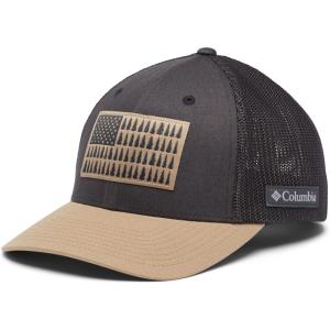 imageColumbia UnisexAdult Tree Flag Mesh Ball Cap  High CrownSharkBritish Tan