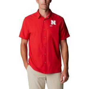 imageColumbia Mens Standard Slack Tide Camp ShirtNeb  Bright Red