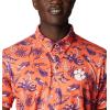 imageColumbia Mens Collegiate Super Terminal Tackle PoloCle  Spark Orange Dorado Isle Print