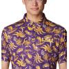 imageColumbia Mens Collegiate Super Terminal Tackle PoloLsu  Vivid Purple Dorado Isle Print
