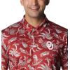 imageColumbia Mens Collegiate Super Terminal Tackle PoloOk  Red Velvet Dorado Isle Print