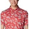 imageColumbia Mens Collegiate Super Terminal Tackle PoloOs  Intense Red Dorado Isle Print