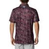 imageColumbia Mens Collegiate Super Terminal Tackle PoloTam  Deep Maroon Dorado Isle Print