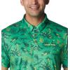 imageColumbia Mens Collegiate Super Terminal Tackle PoloUo  Fuse Green Dorado Isle Print