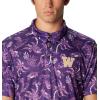 imageColumbia Mens Collegiate Super Terminal Tackle PoloUw  Uw Purple Dorado Isle Print