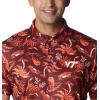 imageColumbia Mens Collegiate Super Terminal Tackle PoloVt  Deep Maroon Dorado Isle Print