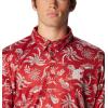 imageColumbia Mens Collegiate Super Terminal Tackle PoloWaz  Red Velvet Dorado Isle Print