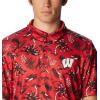 imageColumbia Mens Collegiate Super Terminal Tackle PoloWis  Intense Red Dorado Isle Print