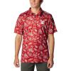 imageColumbia Mens Collegiate Super Terminal Tackle PoloWaz  Red Velvet Dorado Isle Print