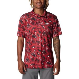 imageColumbia Mens Collegiate Super Terminal Tackle PoloArk  Red Velvet Dorado Isle Print