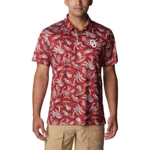 imageColumbia Mens Collegiate Super Terminal Tackle PoloOk  Red Velvet Dorado Isle Print