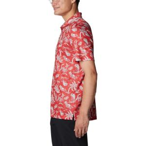 imageColumbia Mens Collegiate Super Terminal Tackle PoloOs  Intense Red Dorado Isle Print